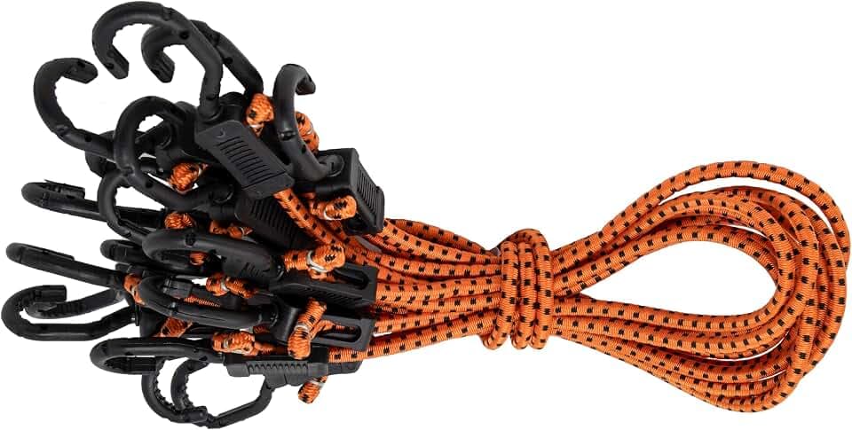 Kotap MABC-32 All- Purpose Adjustable Bungee Cords with Hooks, 32-Inch, Orange/Black, 10 Count