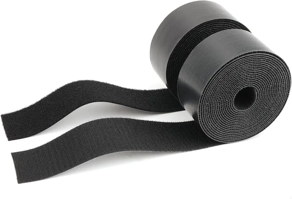 Hook and Loop Tape 15Ft x 2Inch Heavy Duty Double-Sided Adhesive Strips, Strong Sticky Back Fastener Roll, Cuttable Interlocking Tape Fasteners for Home, Office, Car, School & DIY Crafts Black