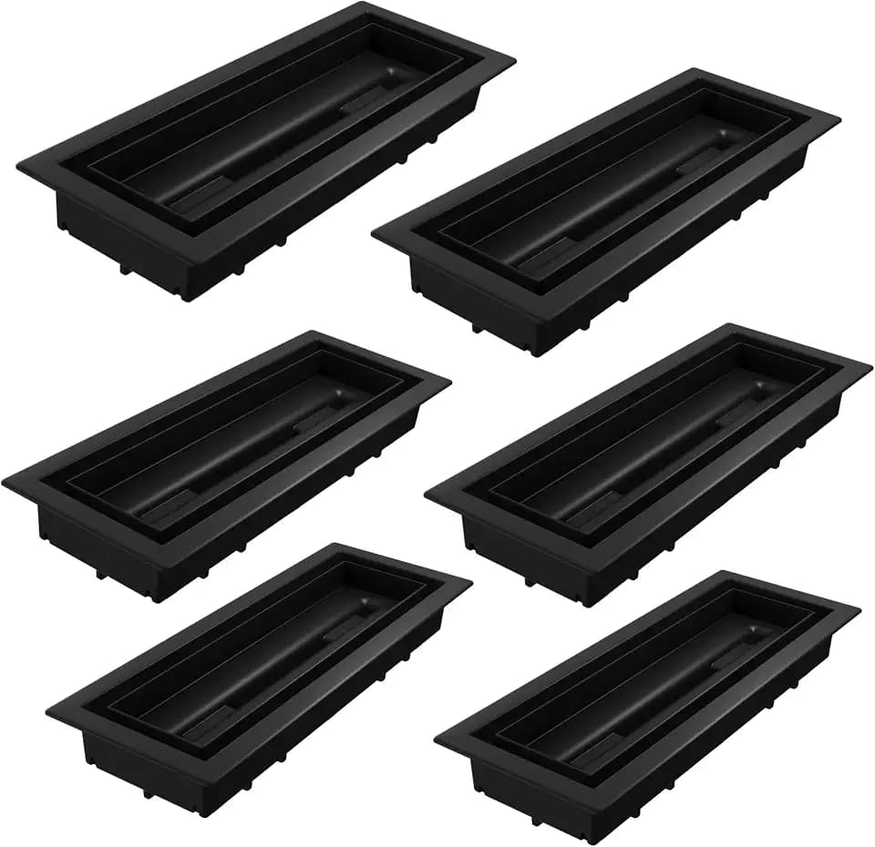 Fittes Framed 4x10" ABS Floor Vent, Black-6pk
