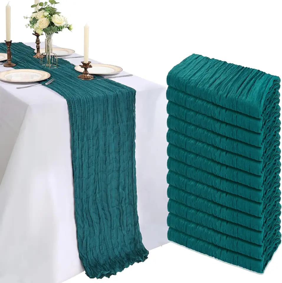 12 Pack 10Ft Teal Cheesecloth Table Runner 23 x 120 Inch