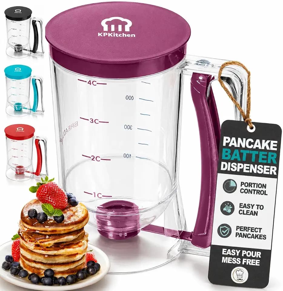 Pancake Batter Dispenser, Squeeze Handle for Pancakes, Waffles & Cupcakes