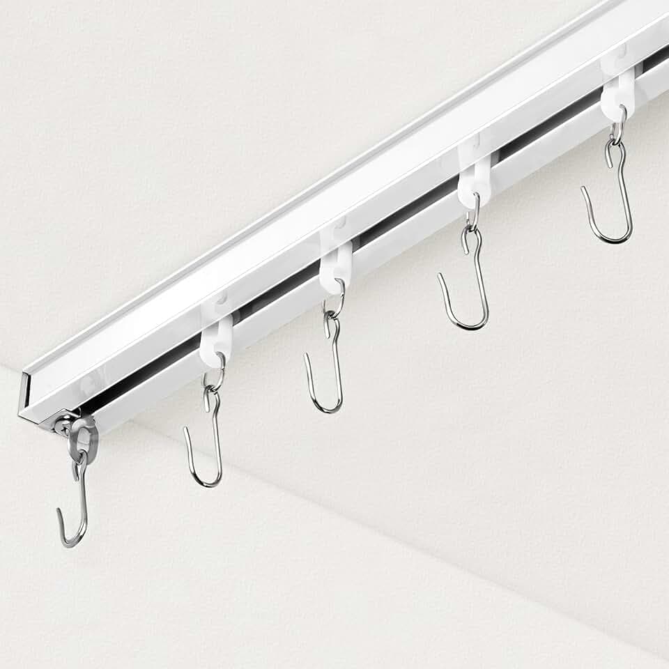 FELIDESIGN Ceiling Curtain Track, Room Divider Rail Set, White, 3ft-6ft