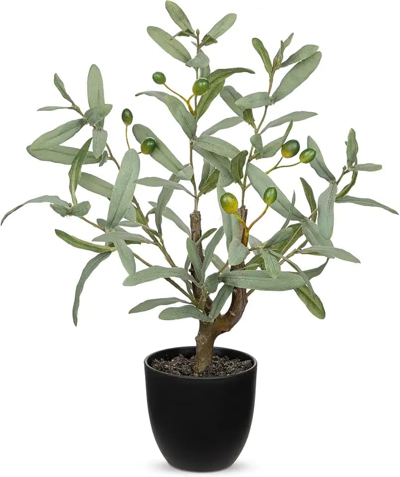 Briful Small Faux Olive Tree with Black Pot for Tabletop