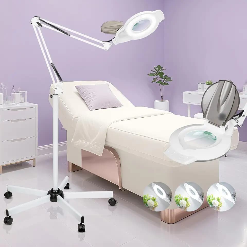2200 Lumens Mag Lamp for Estheticians, 2-in-1 Magnifier Floor Light