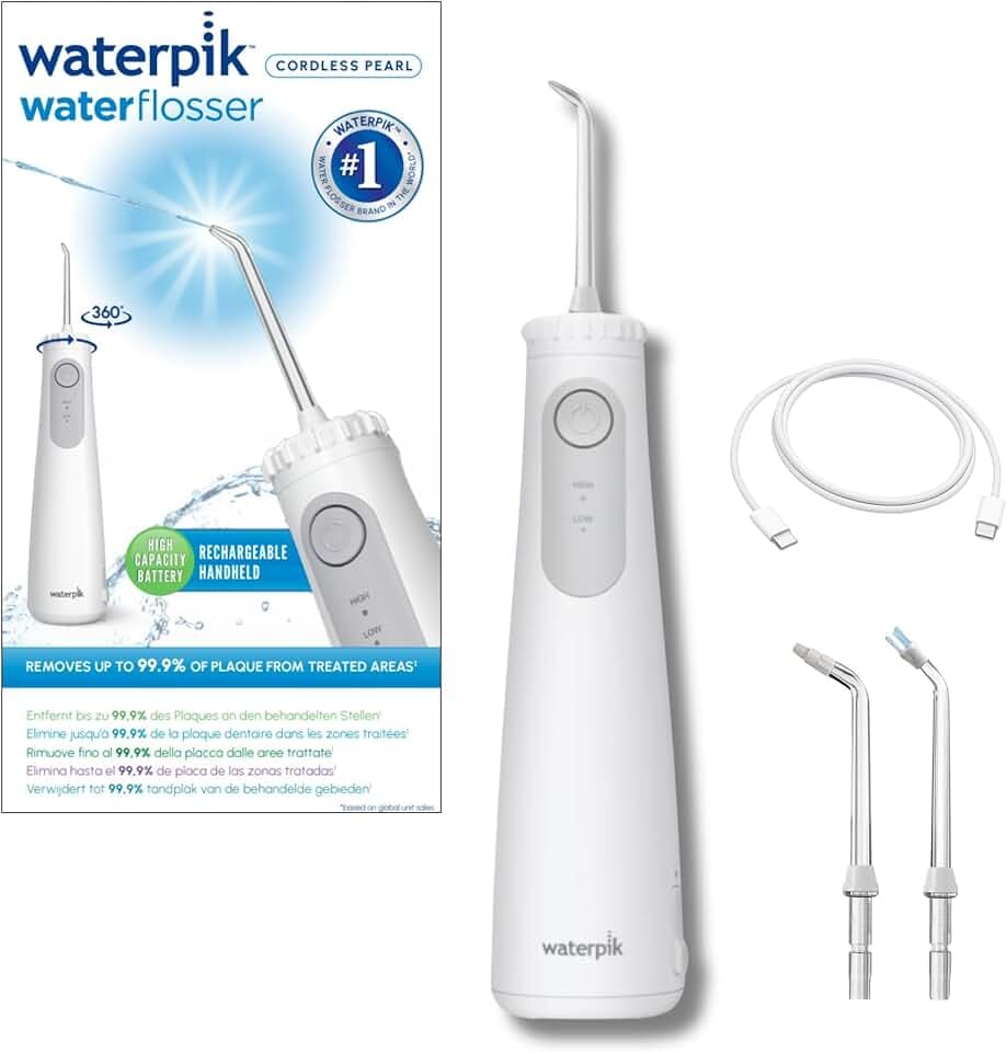 Waterpik Pearl Kabellose Munddusche, Testsieger 2026, 9 Wochen Akkuleistung
