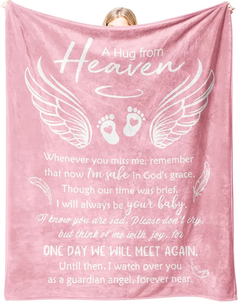 Miscarriage Gifts for Mothers, A Hug from Heaven, Flannel Soft Blanket Decor, Loss of Baby Sympathy Gifts for Mom, Miscarriage Comfort Memorial Keepsake - 50" x 60"