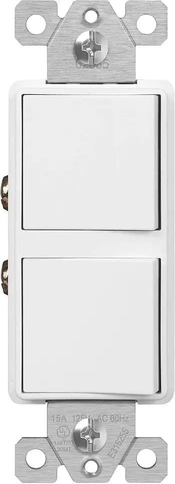 ENERLITES White Double Paddle Decorator 3-Way Switch, 15A, 1 Pack