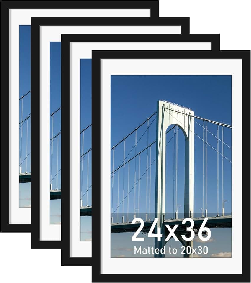 Wiscet 24x36 Poster Frame Set of 4, for Wall Mounting, Black