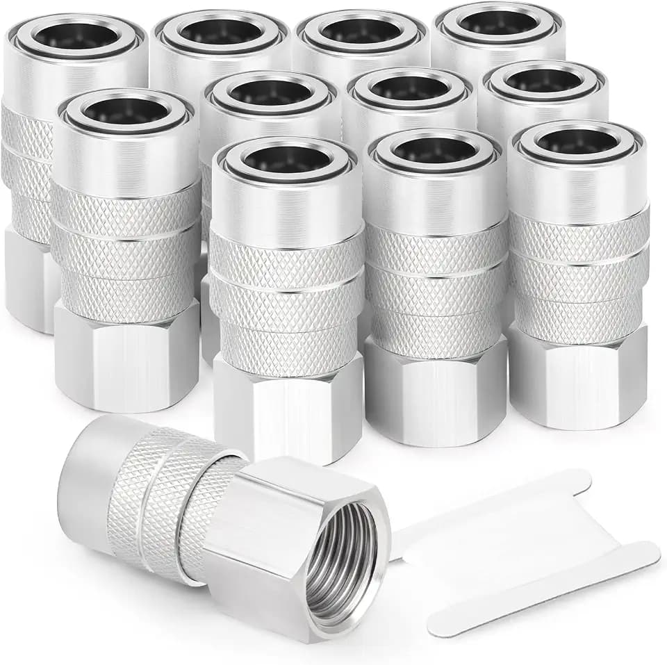 GASHER 12PCS 1/4-Inch Female Industrial Coupler,1/4 Basic Flow Quick Connect Air Coupler