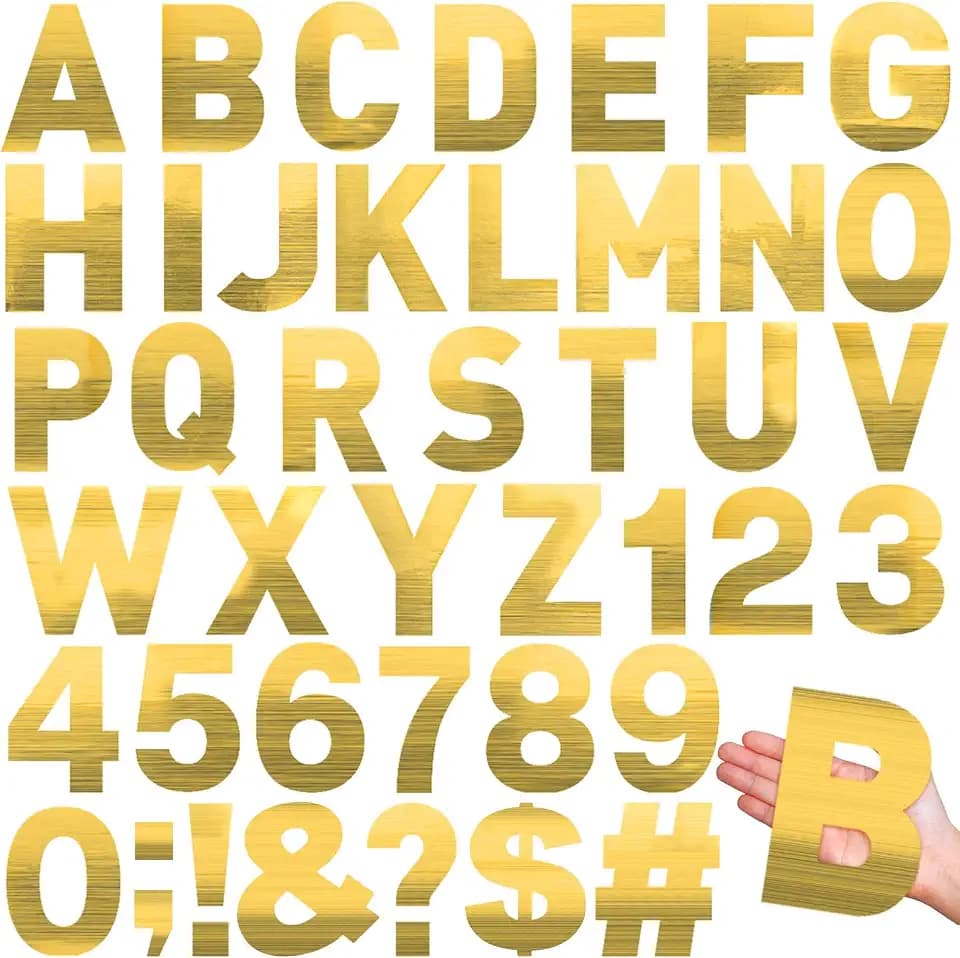 Seajan Gold 184pcs 6" Shiny Giant Letter Sticker Alphabet Number Sticker