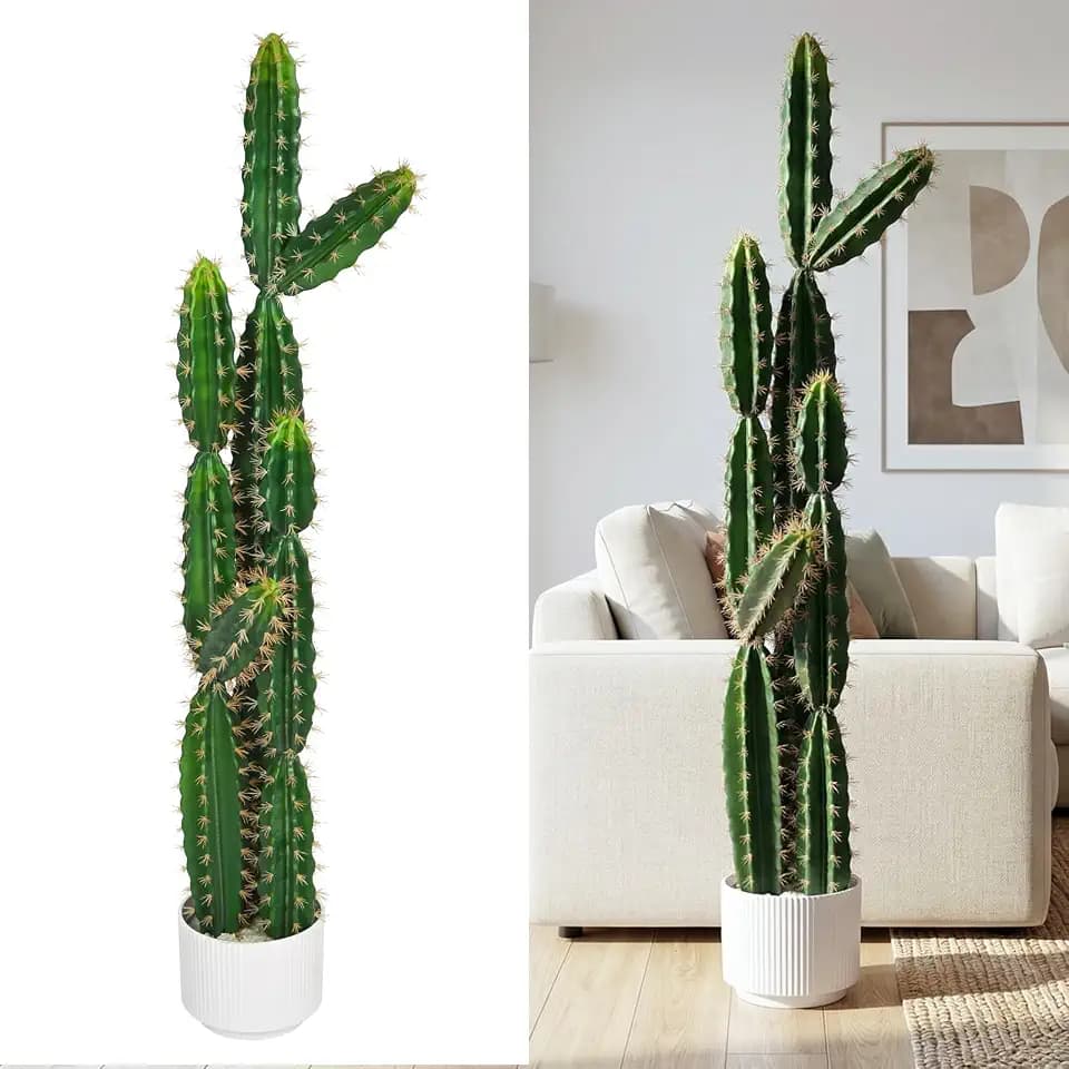 51 Inch Tall Artificial Cactus for Outdoor & Indoor Decor
