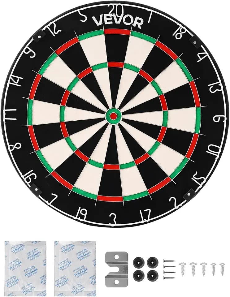 VEVOR Dart Board, High-Grade Self-Healing Sisal Fiber Dartboard with Staple-Free Bullseye, Blade Wire & Rotating Number Ring, 17.7" Professional Dartboard for Home Party Game Room (Darts Not Included)