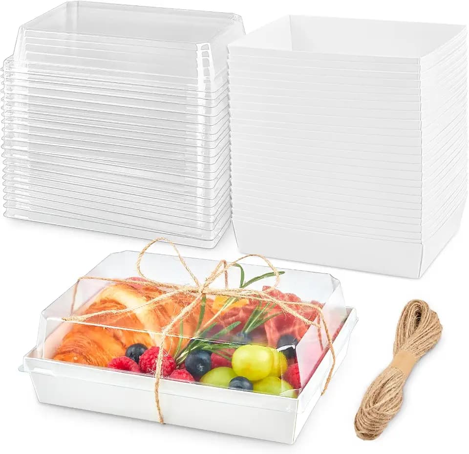ZORRITA 50 Pack 7"x5" Charcuterie Boxes with Clear Lids