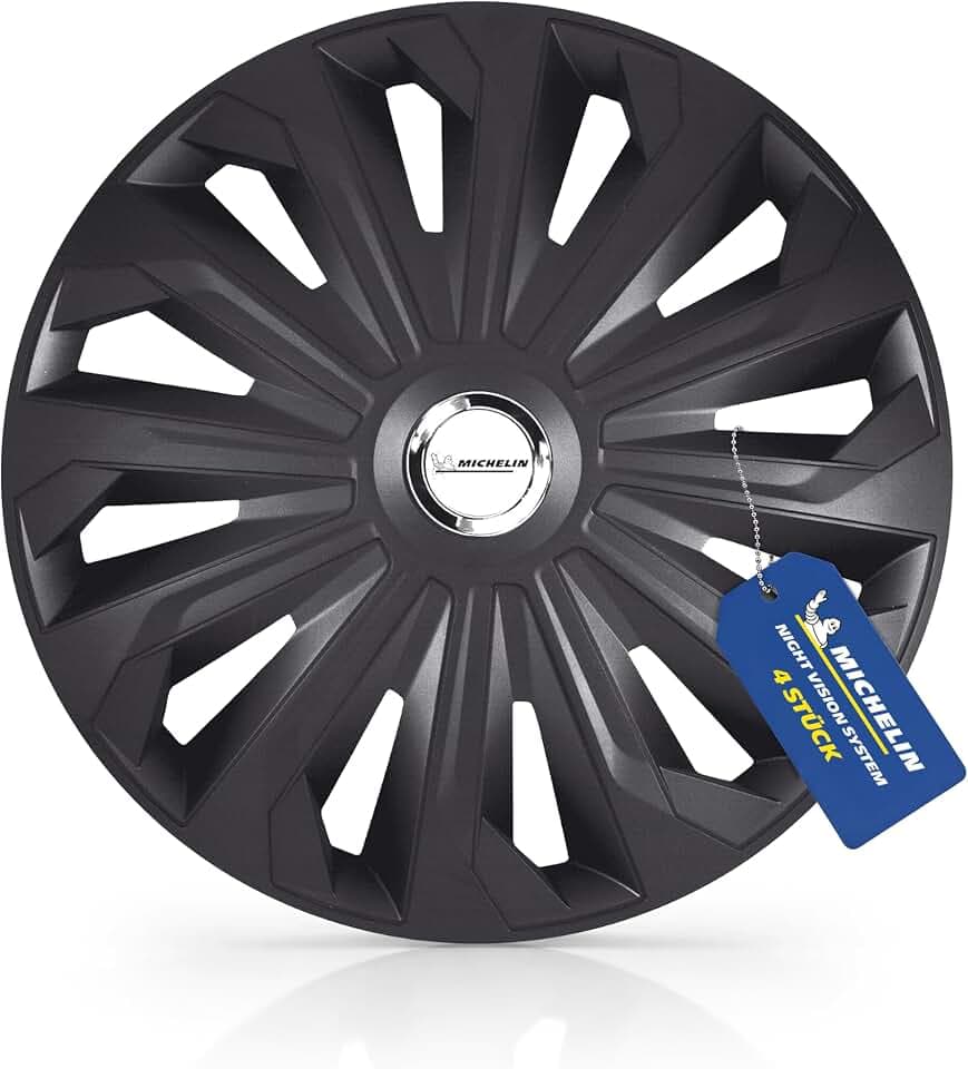 Michelin Radkappen MX-FB 14 Zoll Universal Radzierblenden 4er Set Fürs Auto ABS Kunststoff, Schwarz