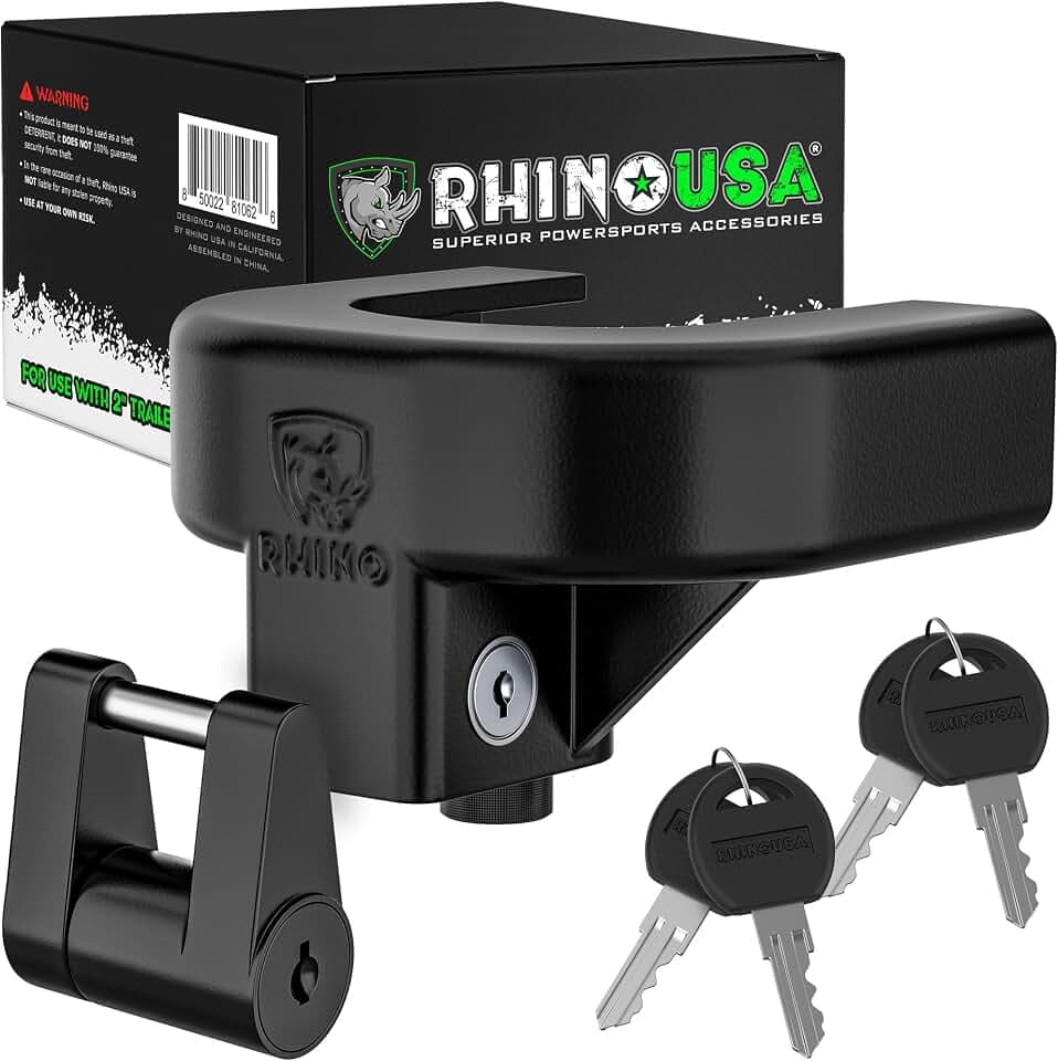 Rhino USA Anhängerschloss Kit für 5.87cm (59mm) 2-5/16 Zoll Anhänger – Schwerlast-Diebstahlschutz für Anhänger Schloss & Wohnwagen Schloss für Wohnmobil, Anhänger, Boote – Verstärktes Stahl-Zugschloss