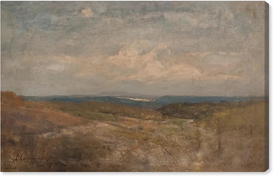 Hill Top View Canvas Vintage Landscape Art by Art Remedy, Gallery Wrapped, 24" x 16"