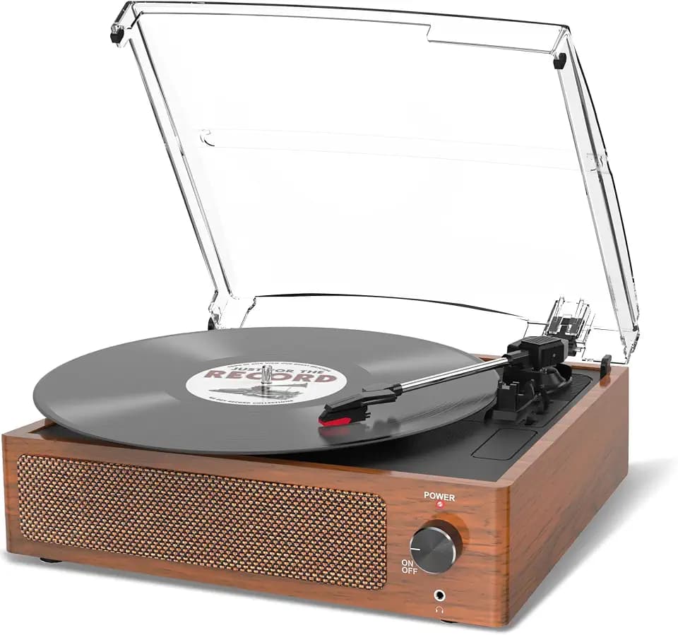 Plattenspieler mit Lautsprecher Schallplattenspieler Wireless LP Phonograph mit Eingebauten Stereo-Lautsprechern 3-Gang-Riemenantrieb Plattenspieler mit Lautsprechern Bluetooth Retro Gelb