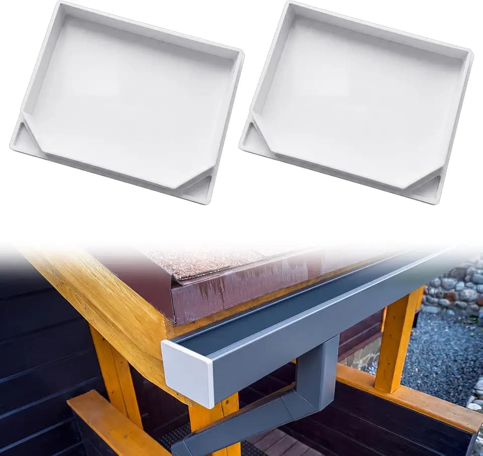 2 Pcs 5" Gutter End Cap, Plastic Square Rain Gutter End Cap, White
