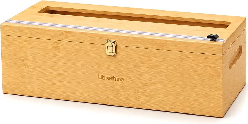 Libreshine Bamboo 18 Inch Commercial Plastic Wrap Dispenser with Cutter