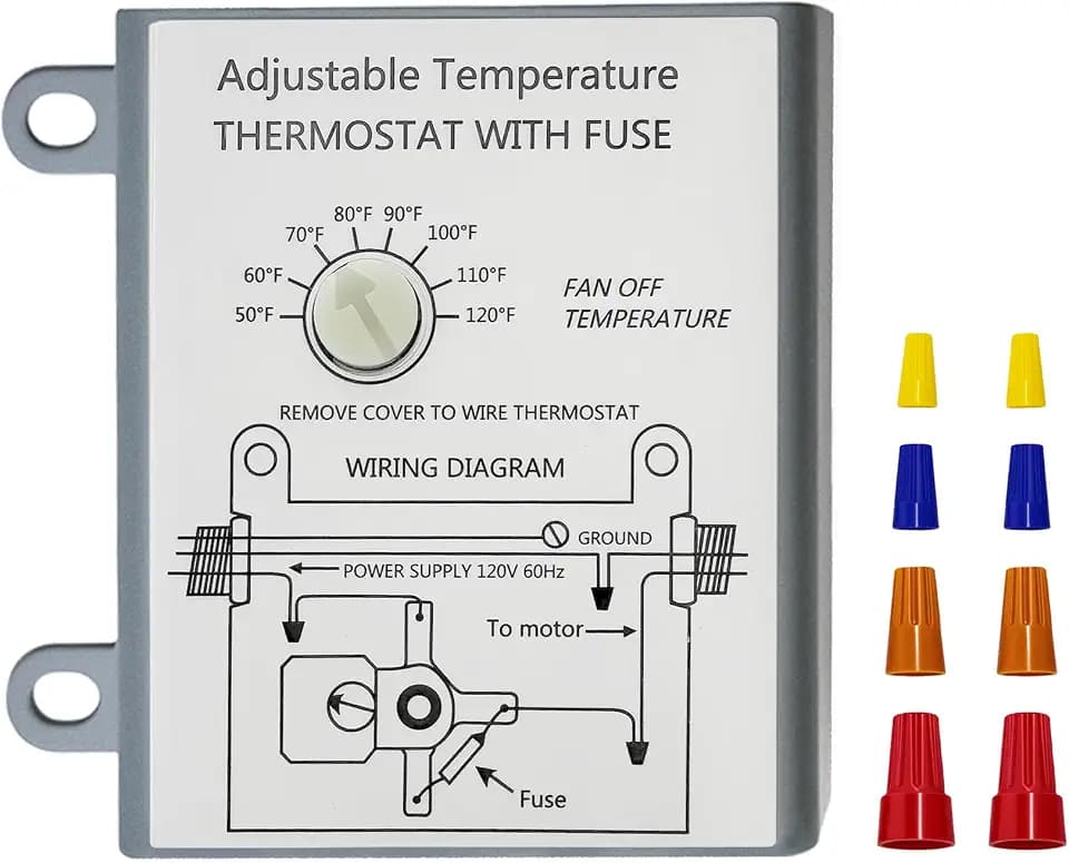 2027 Upgraded Attic Fans Adjustable Thermostat, Adjustable Temperature Dial