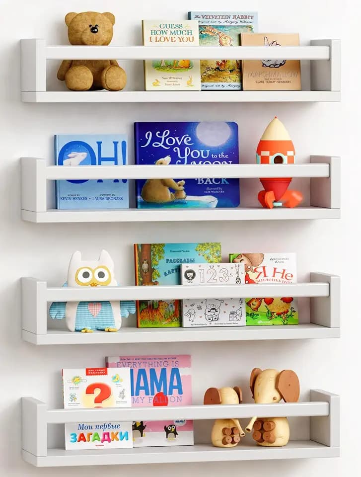 Forbena Floating Nursery Wall Book Shelves, Wall Bookshelf for Kids Room