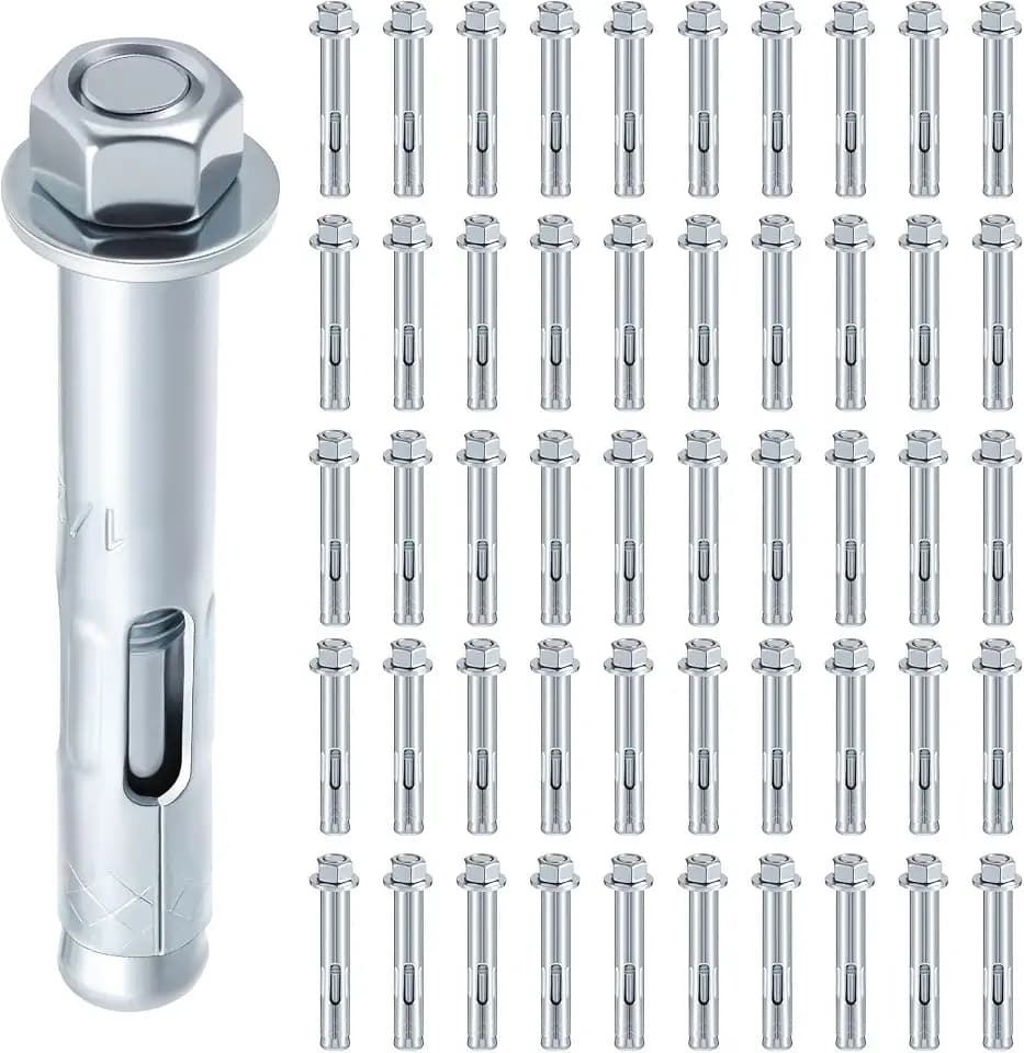 50 Pack 1/2 x 3'' Sleeve Anchors for Concrete