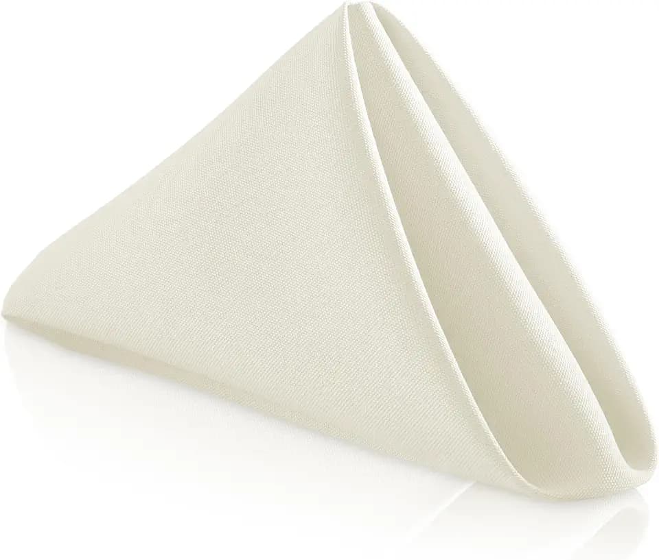 Lann's Linens Set of 12 Cloth Dinner Napkins, 20-inch Polyester Napkins, Washable and Reusable Fabric for Weddings, Hotels, Restaurants - Ivory