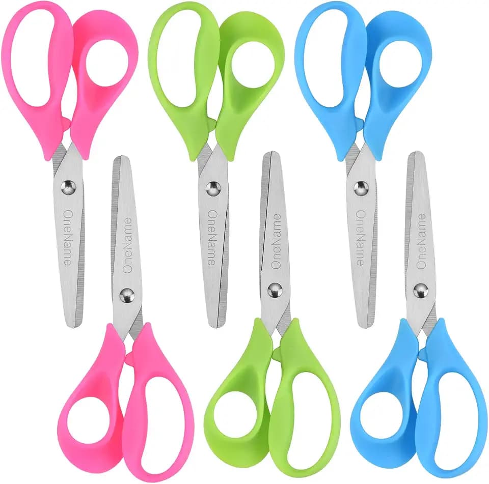 OneName Left-Handed Kids Scissors,5" Lefty Scissors for School Kids,6 Pack