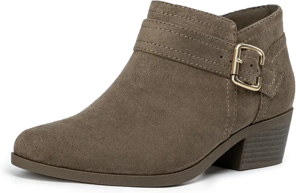 Athlefit Women's Chunky Low Heel Short Ankle Boots