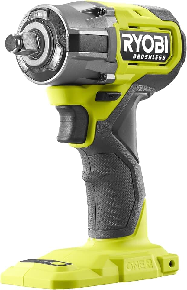 RYOBI 18 V ONE+ Brushless Akku-Schlagschrauber RIW18CBL-0, max. Drehmoment 450 Nm, 4 Drehmomenteinstellungen, Tri-Beam LED-Beleuchtung, ohne Akku und Ladegerät