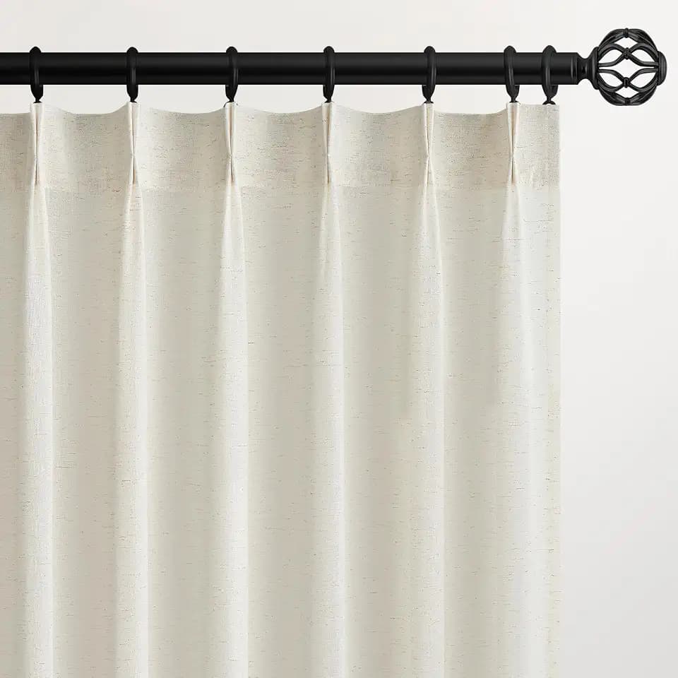 Topfinel 86 Inch Curtains 2 Panels Set,Two Packs Pinch Pleat Back Tab Linen Window Semi Sheer Privacy Thick Decorative Curtain Drapes for Living Room Bedroom,40x86 in Long,Ivory/Off White