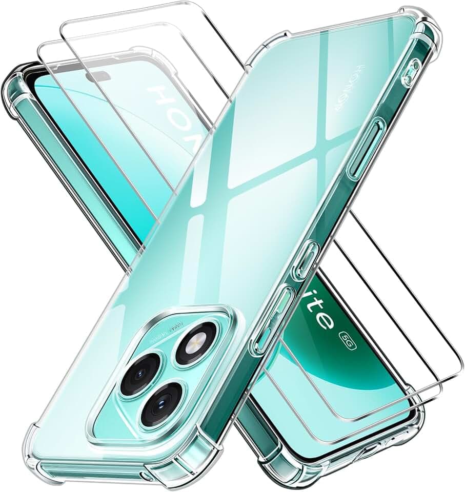 ivoler Klar Hülle für Honor 400 Lite 5G (Nicht für Honor 400), 1 Handyhülle mit 2 Stück Panzer Schutz Glas, Transparent Stoßfest Schutzhülle Dünne Weiche TPU Silikon Durchsichtige Kratzfest Case