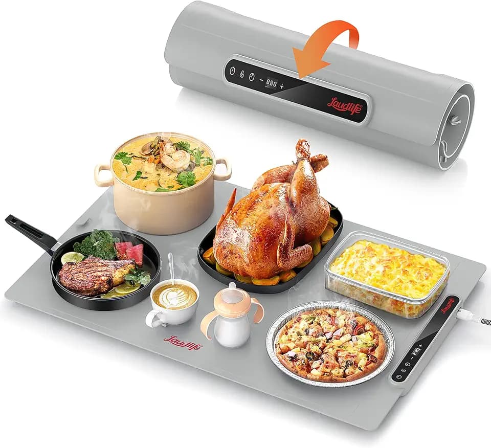 Electric Warming Mat 24x16, Foldable Food Warmer for Parties