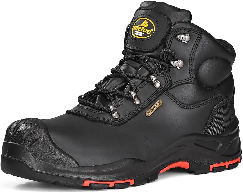 Safetoe Sicherheitsstiefel M-8552 Herren Wide Fit Composite Toe Arbeitsstiefel ESD antistatisch wasserbeständiges Rindsleder Heavy Duty Anti-Nagel Composite Platte Anti-Rutsch Pu Gummisohle S3 SRC