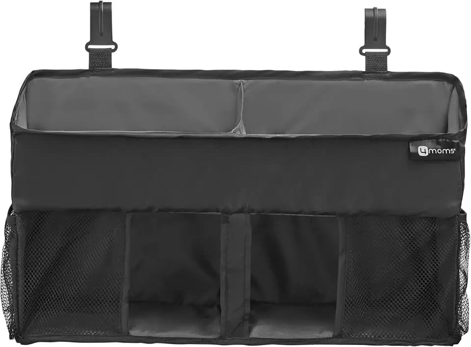 4moms Breeze Playard Diaper Caddy, Storage for Diapers, Baby Wipes, and Organization, Black
