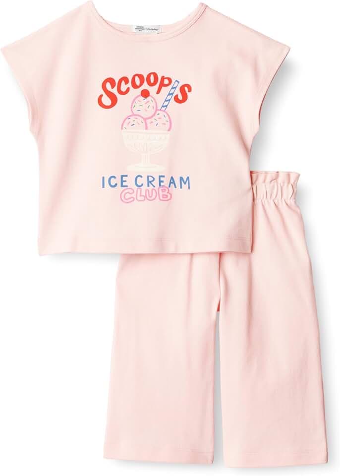 Amazon Essentials x Sofia Grainge Toddlers and Baby Girls' Cotton Pique Short Sleeve T-Shirt & Pants Play Set