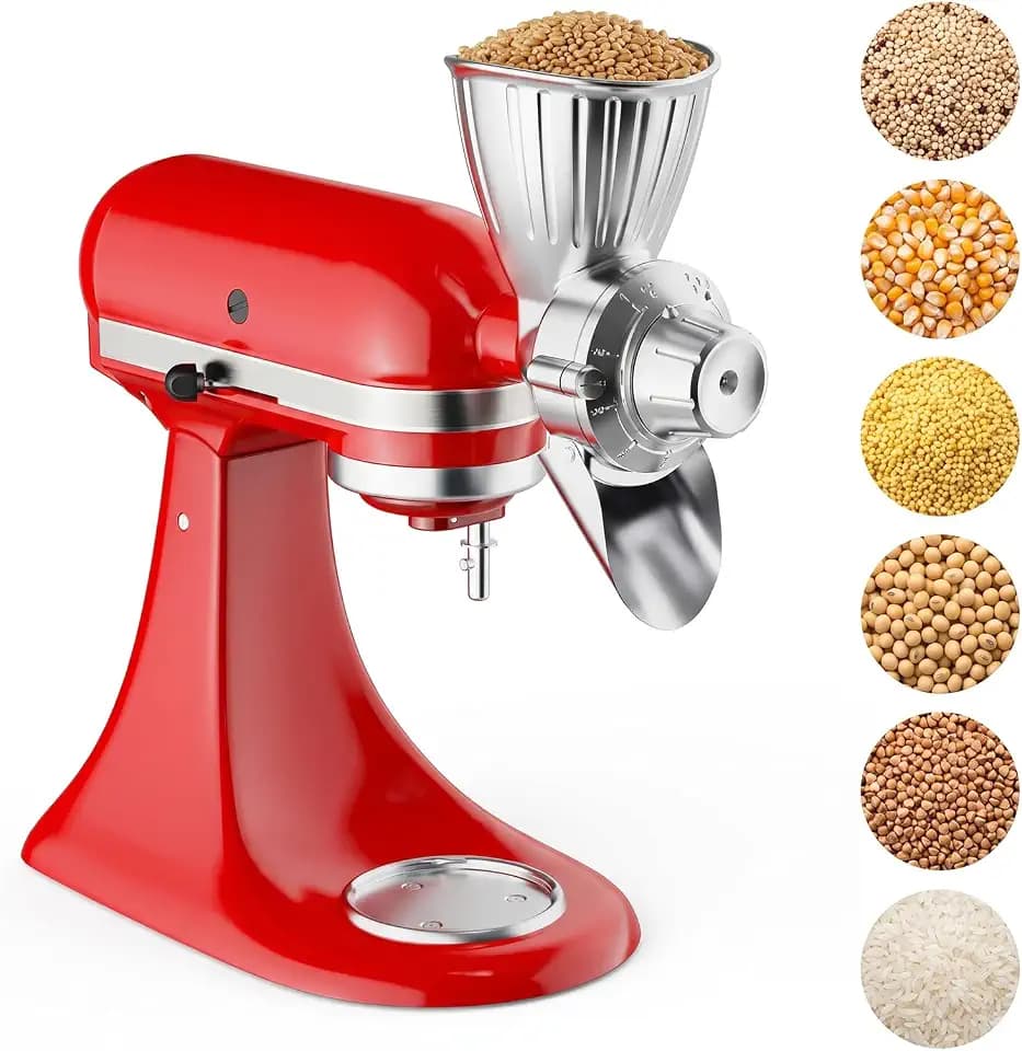 GVODE Grain Mill Attachment for KitchenAid Stand Mixer, 9 Grind Levels