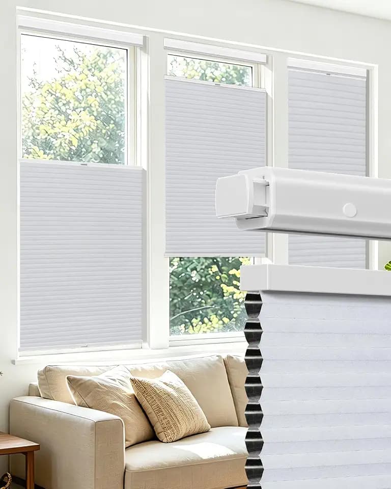 Allesin zen No Drill Top Down Bottom Up Cellular Shades,White,27.5" Wx64 H