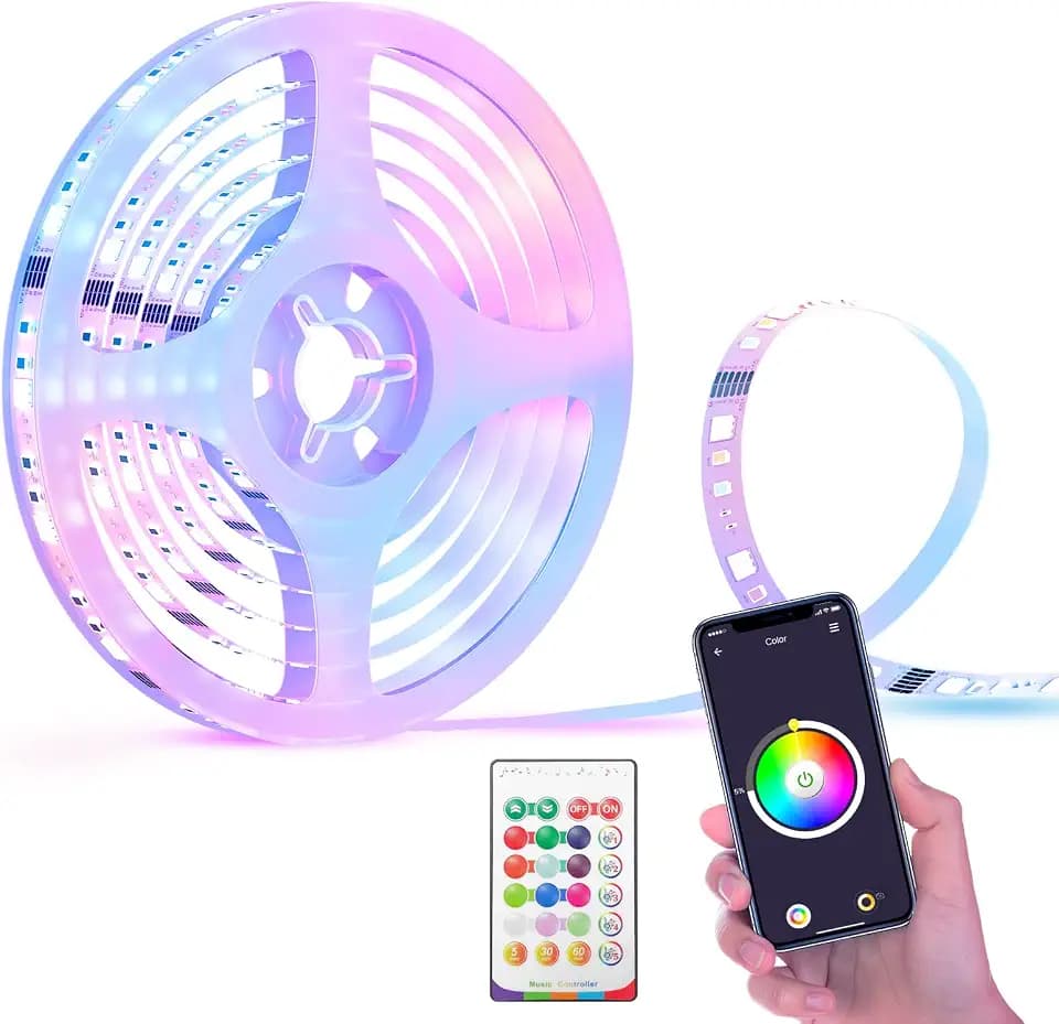 lomota Smart LED Strip 5M, RGBWW LED Streifen, WLAN LED Strip Beleuchtung mit Timer, Sync mit Musik, DIY Strip funktioniert mit Alexa, Google, für Zuhause, Party, Weihnachten