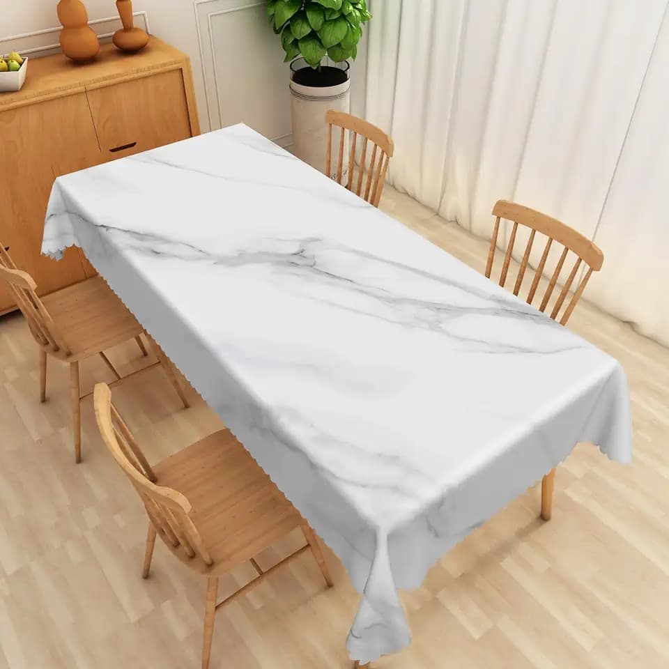 Grey and White Marble Texture Tablecloth,SIEDYCV 54x86 Inch Abstract Modern Luxury Ink Art Rectangle Polyester Fabric Table Cloth,Waterproof Table Cover for Kitchen Dining Patio Home Party Decoration