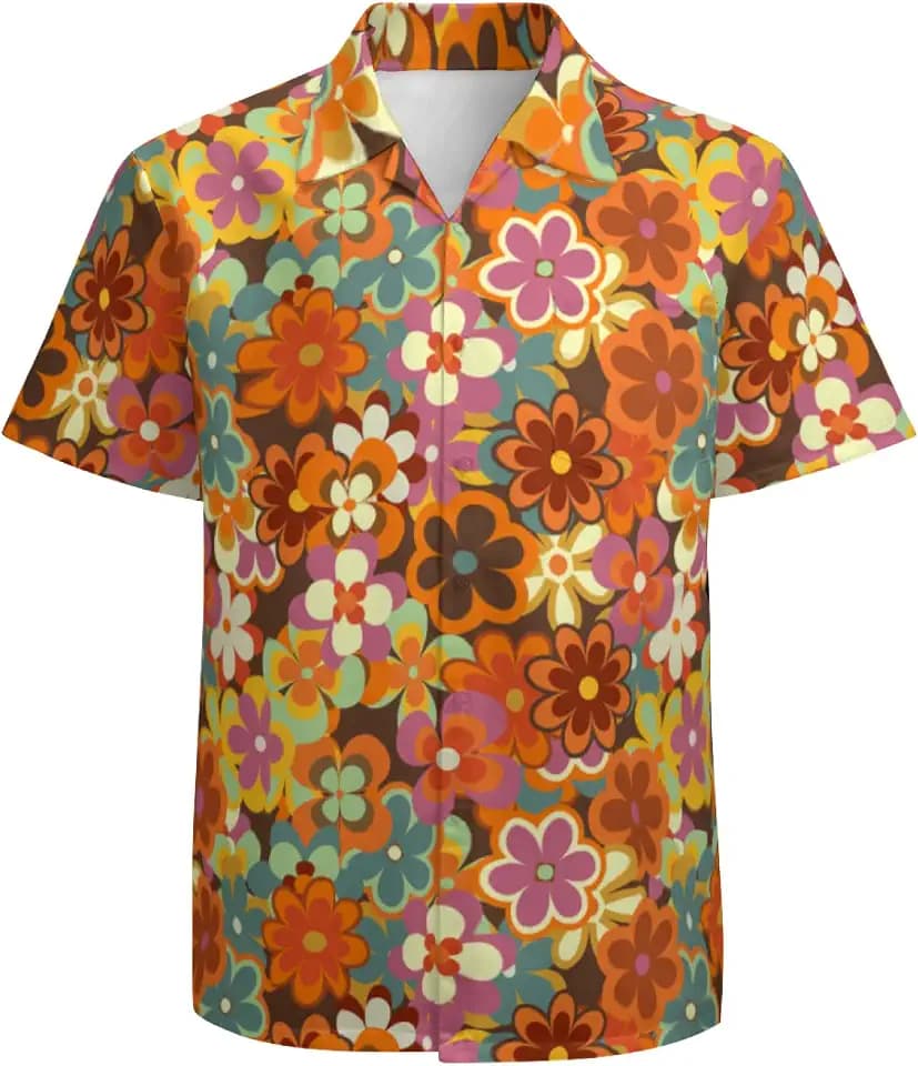 Mens Hawaiian Shirts Short Sleeve Button Up Beach Shirts