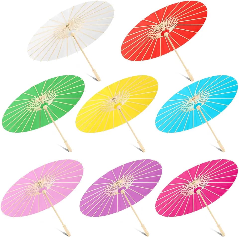 Sanwuta 8 Pcs Paper Parasol Umbrella, 23.6", DIY Wedding Decor