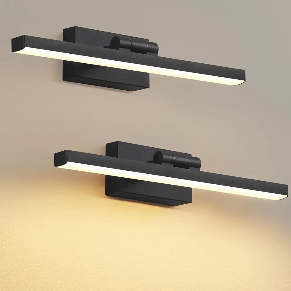 PUSU Picture Light Set of 2, Black LED Cordless 13 inch Wall Mount Art Lamp