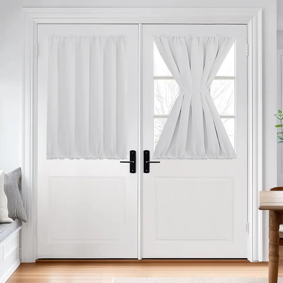 Deconovo Blackout French Door Curtains for Door Window, Dual Rod Pocket
