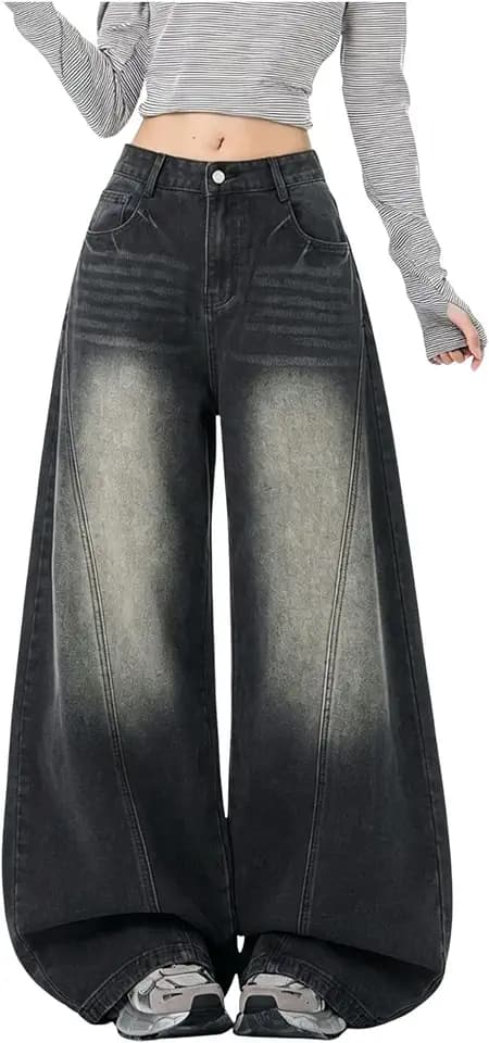 Baggy Jeans Women Low Rise Barrel Jeans Wide Leg Denim Pants
