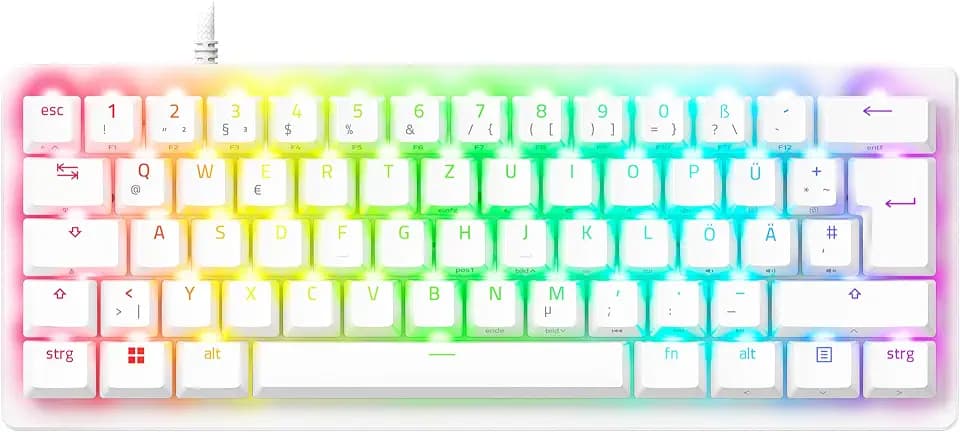 Razer Huntsman V3 Pro Mini - Analoge optische Gaming E-Sport Tastatur 60% Format - Snap Tap & Rapid Trigger (Steuerungstaste, Doubleshot-PBT-Tastenkappen) QWERTZ DE-Layout | Weiß