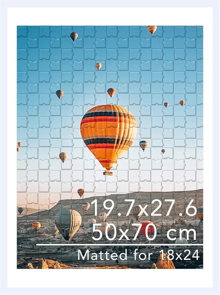 JCJMY 19.7x27.6 Puzzles Frame for 50x70 cm Puzzles Poster Photo Picture, Display 18x24 with Mat or 19.7 x 27.6 without, Wall Hanging 19.7 by 27.6 inch 1000 Pieces Puzzles Frame, White