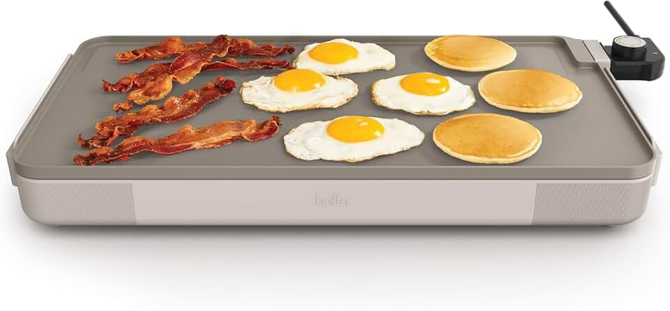 bella 12 x 22 Electric Ceramic Nonstick, Nontoxic Griddle, Oatmilk