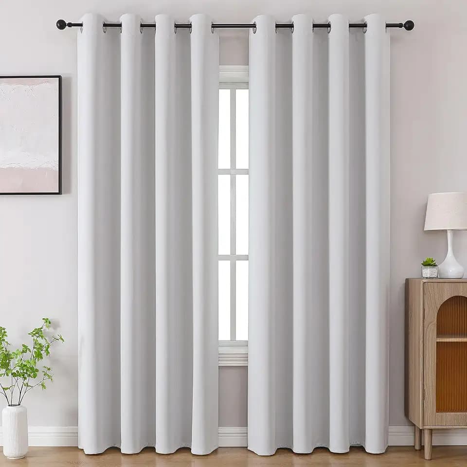 CUCRAF Blackout Curtains 96 inch Length 2 Panels Set, Room Darkening Drapes for Living Room Bedroom, Thermal Insulated Light Blocking Grommet Window Curtain (W52 x L96 Inch, Silver Grey)