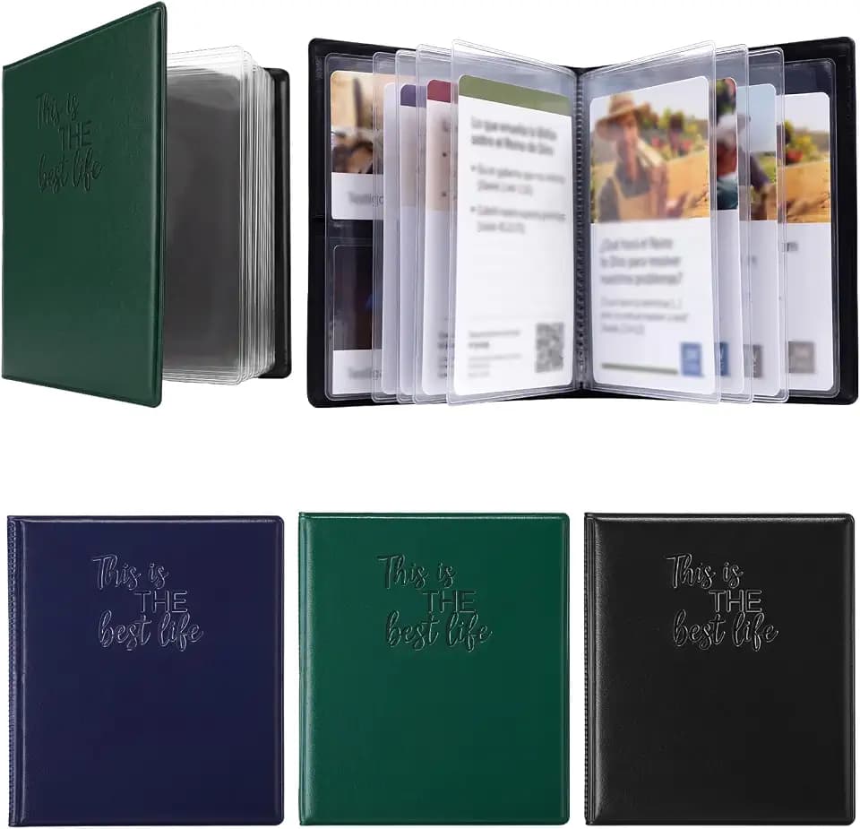 Maitys 3 Pcs Tract Holders for Ministry Mini Leather, Black Blue Green
